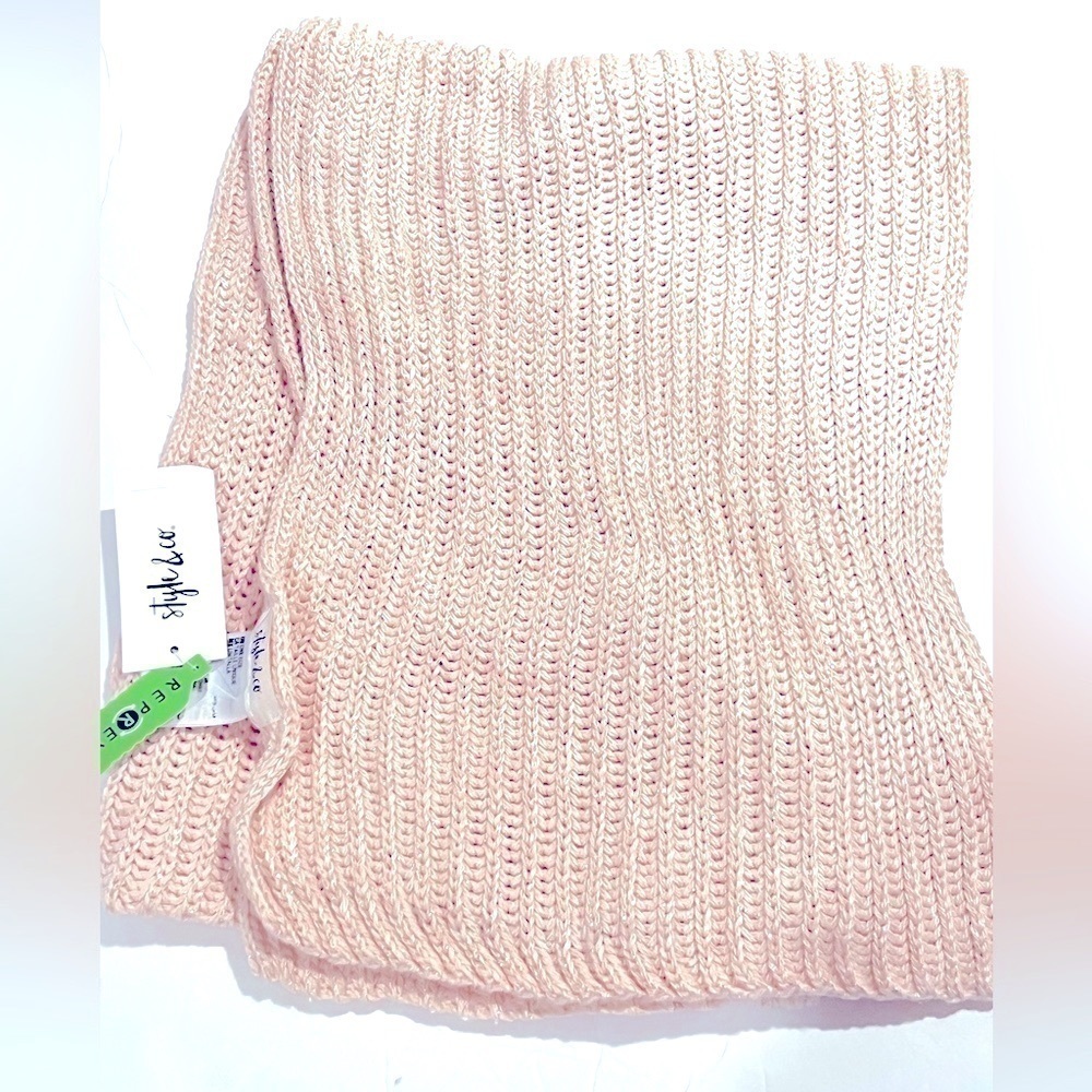 New Style & Co Solid Ribbed Muffler Scarf blush - Picture 2 of 4